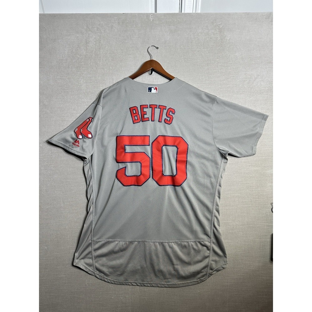 Mookie Betts Boston Red Sox Jersey Majestic Flex Base Size 52 Grey #50 Stitch - Picture 6 of 7